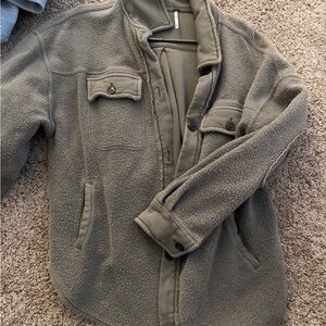 Free People Olive Button Down Shirt
